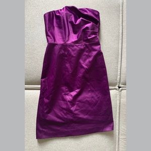 Purple strapless satin dress, The Limited